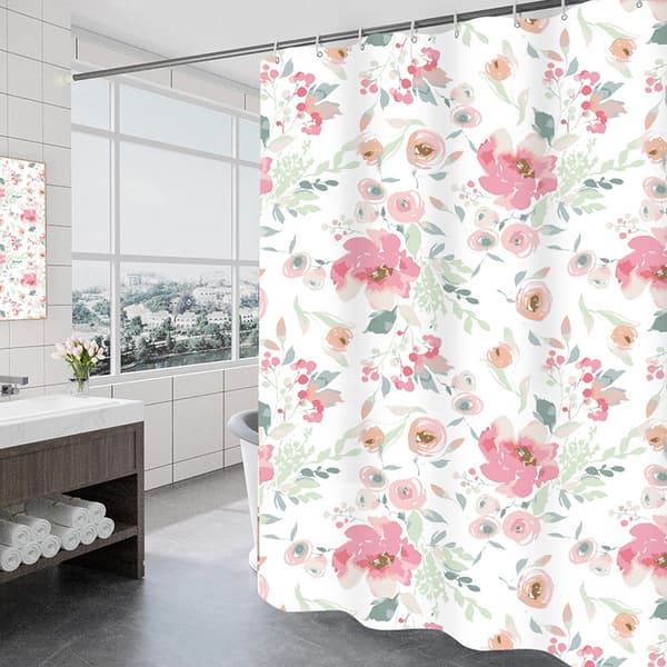 180 x 200 cm Quick-Drying Shower Curtain with 12 Hooks (1), Shower Curtain