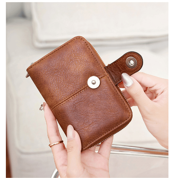 Sikker & Stilfuld RFID-Damepung - Kortpung med Møntrum Brun Brun Brown
