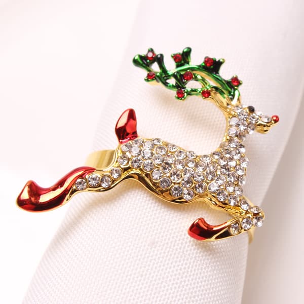6 stykker juleservietringe - Diamantbesatte elge, Unik N#