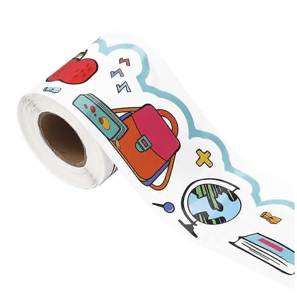 Back to School Bulletin Board Border Self-Adhesive Wavy Edging Sticker 20.7m for School Classroom Decor White