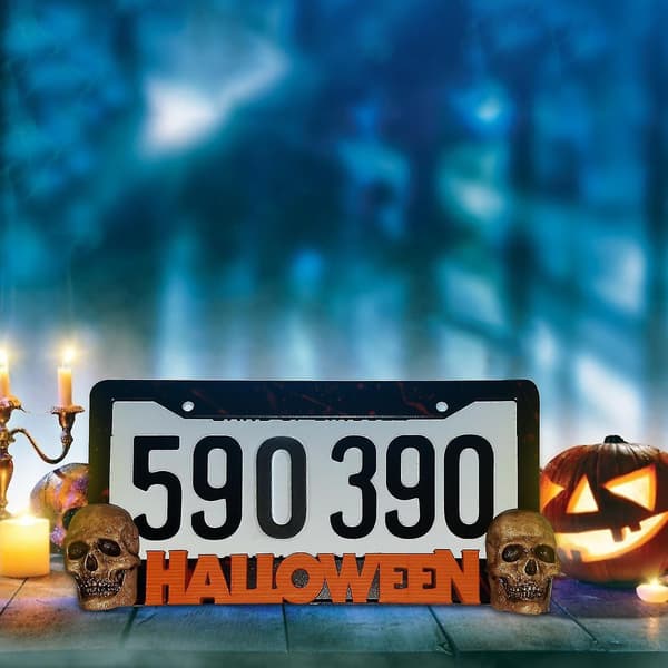 Dødninghode Bilskilt Dekor Halloween Dekorasjon Utsøkt Håndlaget Bilskiltrammedekorasjon