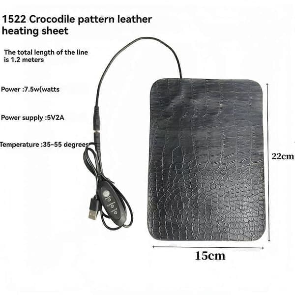 USB Leather Heating Pad for Reptiles and Turtles, Reptile Heating Pad with Adjustable 3-Level Temperature, Waterproof 22x15CM 22*15Cm