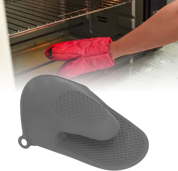 Heat Resistant Silicone Gloves Non-Slip for Baking Grilling Cooking Microwave Safe Grey