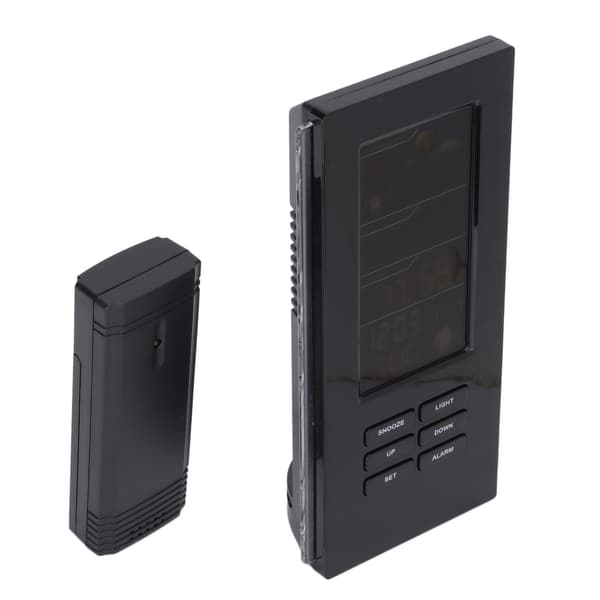 Trådløs vejrstation Digital hygrometertermometer med LED-display til hjemmekontor US-stik 120V Sort