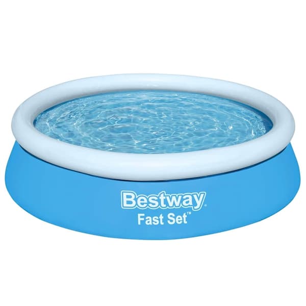 Bestway Oppblåsbart basseng Fast Set rundt 183x51 cm blått sølv Blå