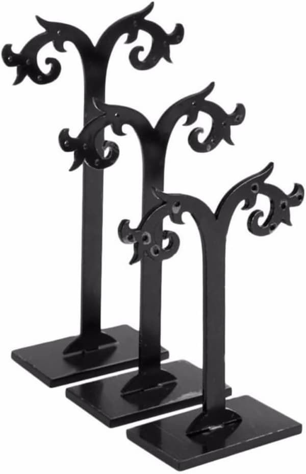 Akryl øreringeholder sort 3 stk med 8 huller T-design -