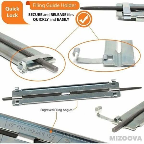 Kannettava yleiskäyttöinen ketjun teroitussarja, 5/32\" (4 mm) / 3/16\" (4,8 mm) / 7/32\" (5,5 mm) viilat,