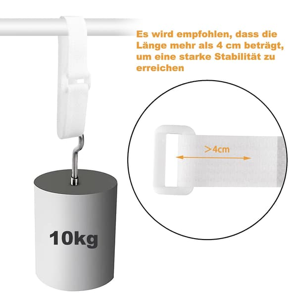 10 m justerbare kabelbindere med 20 løkker, sorte genanvendelige kabelbindere, velcrobånd til kabelhåndtering (10 m x 2 cm, hvid)