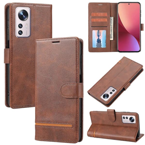 Til Xiaomi 12 Lite Klassisk Læderpungcover [DB] Brun Brown