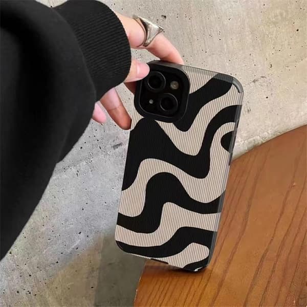 Stylish, Simple, and Cute Zebra Print Protective Case for Women, 13/14 Black Soft Silicone Case