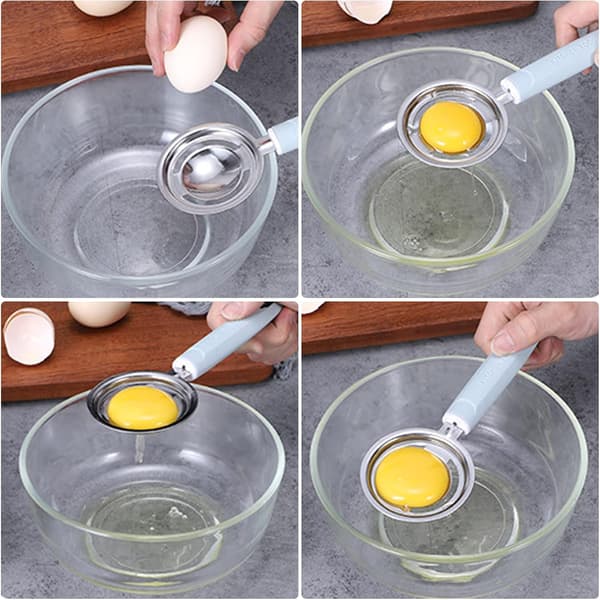 Eggedeler, eggeplomme-separator i rustfritt stål, lyseblå