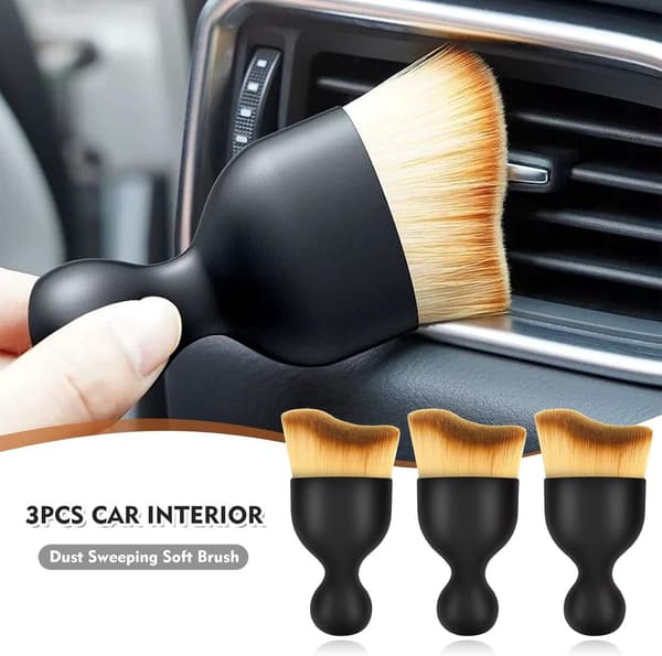 Car Interior Cleaning Brush, Soft Scratch-Free for Dashboard and Vents, 3 Pieces, 9x5cm