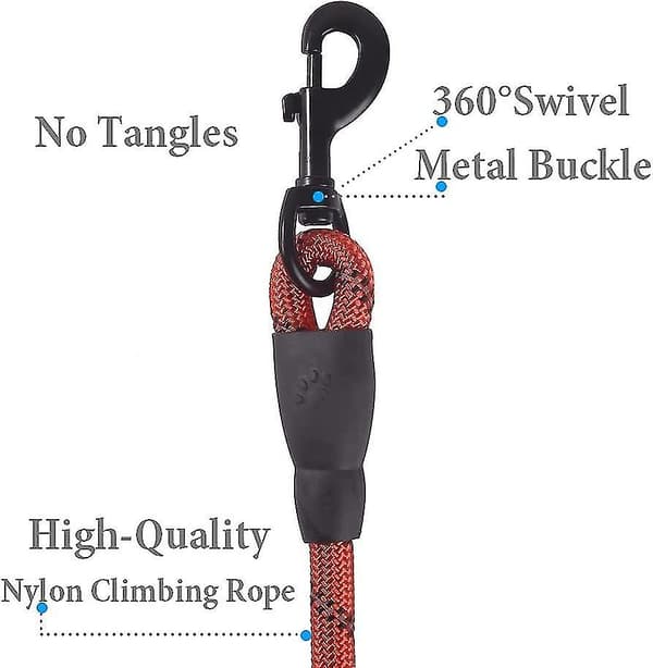 Dog Toy 2m Strong Dog Leash With Highly Reflective Yarn, 360 Tangle Free And Comfortable Padded H