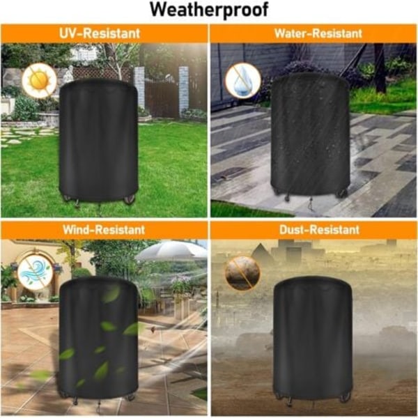 Runt vattentätt grillöverdrag Weber grillöverdrag i Oxford-tyg, UV-beständigt för utomhusbruk med vindtät sidorem, Svart (Φ71 x 70cm).ca