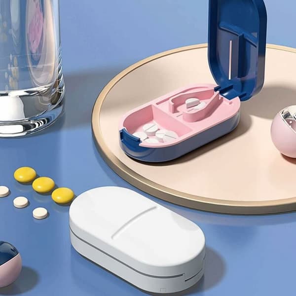 2-pack tablettdelare, 2-i-1 pillerdelare, bärbar tablettdelare