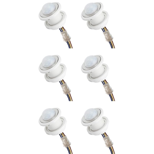 6-pack 110-220V Mini PIR Motion Sensor Detector Smart Detection Time Delay Adjustable Infrared Induction Detector