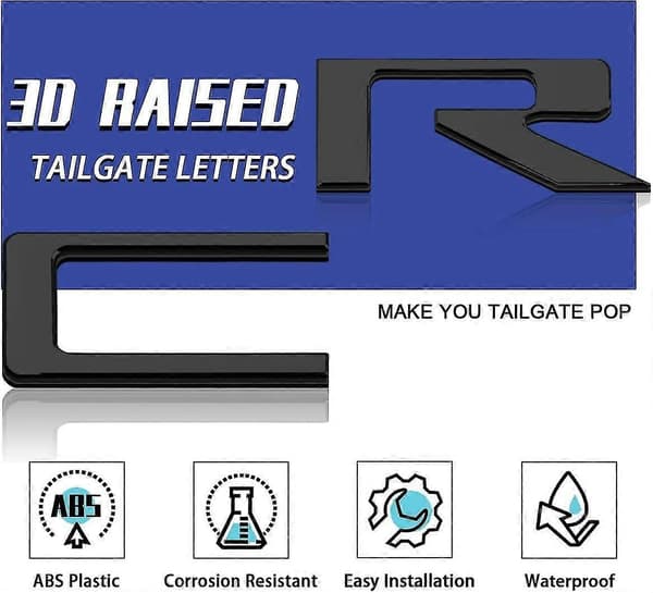3D Hevede Baklukebokstaver Emblem - Kompatibel med 2019-2022 Silverado (matt svart)