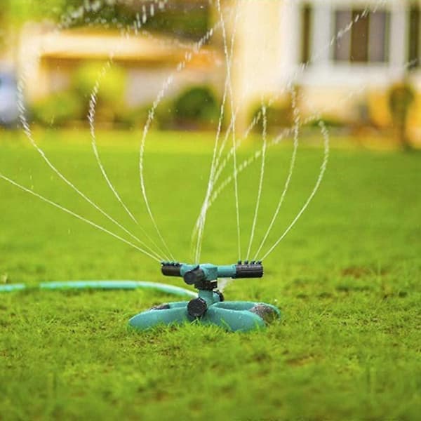 Garden Sprinkler with 3 Nozzles 360° Automatic Watering System with 2 Modes Adjustable Irrigation Sprinkler