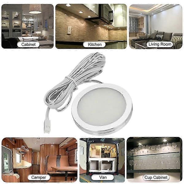 4 stk Bobil Interiørbelysning Lamper Van Båt Belysning LED 12V Camping Interiørlampe [DB] Hvit White