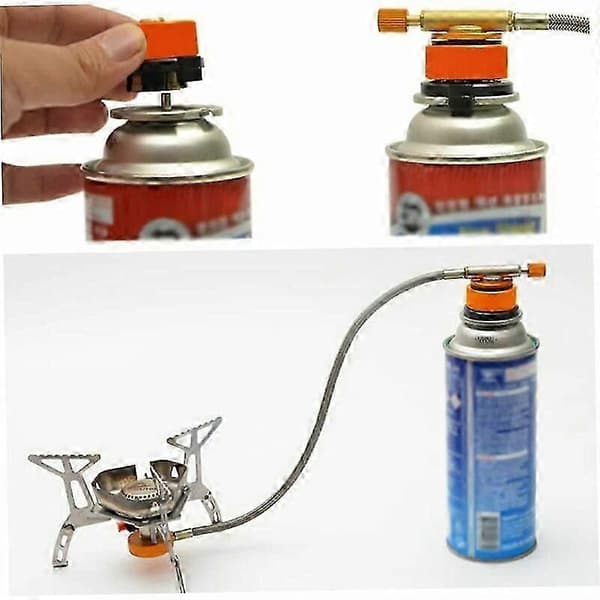 Camping Gassvarmeradapter Hodeadapter Utendørs Campingadapter Butangassylinderadapter for Butanbeholder Gassbeholderadapter, Gul