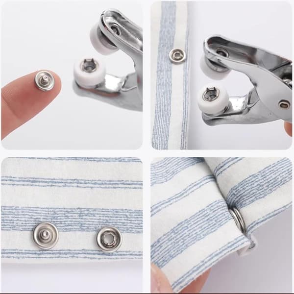 Fästsats - 100 set metallknappar med fästtång - Perfekt för DIY-hantverk (9,5 mm / 400 st)