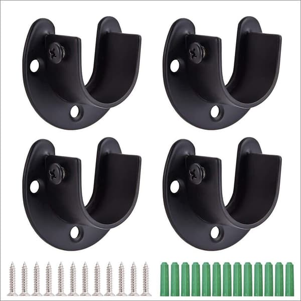 Stainless Steel Hanging Rod Bracket U Open Socket Holder Shower Rod Bracket Rod End Support Flange