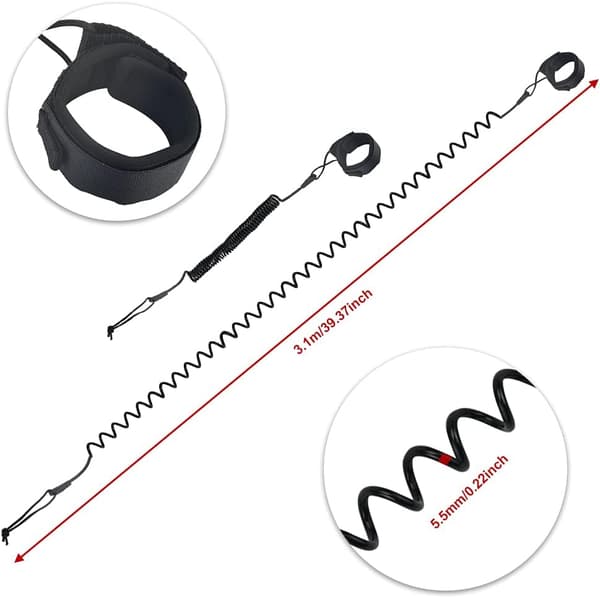 Surfleash 5,5 mm justerbar SUP-spole, sort