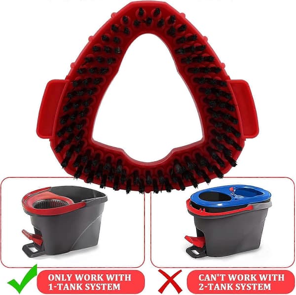 Replacement Brush Head for Vileda Turbo Spin Mop, PP Nylon Stiff Bristles, Bathroom Kitchen Garage Cleaning, Red