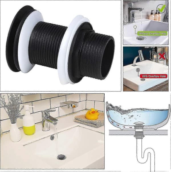 Drain valve without slot, Black drain valve for sink without slot, Modern pop-up drain valve with click-clack function without overflow
