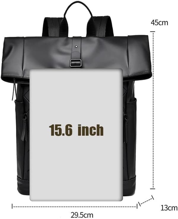 Roll-Top Laptop Backpack for Men and Women, Expandable Everyday Backpack for 15.6-inch MacBook, Water-Resistant Commuter Backpack with Large Capacity