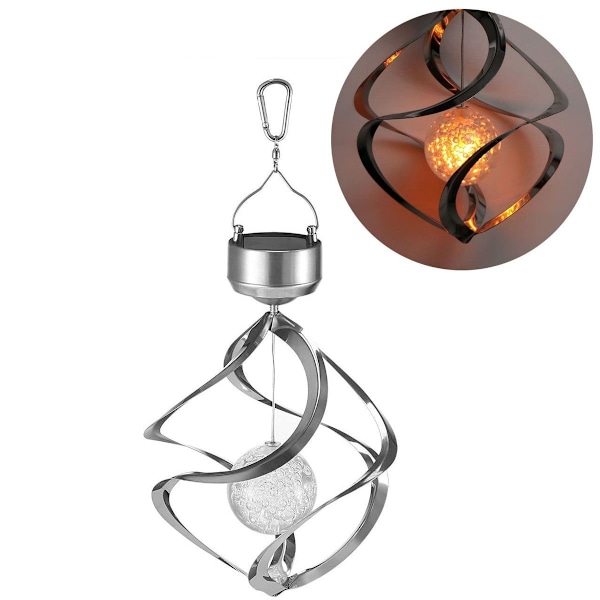 Solcelled Krystallkule Lampe LED Fargeskiftende Lampe Ornament Vind