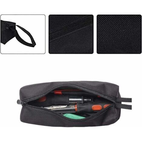 Durable Fabric Tool Bag 30x10x10 cm – Pockets for Hand Tools – Easy to Carry with Handle – For Electronic Accessories – Portable [DB] Pink Pink