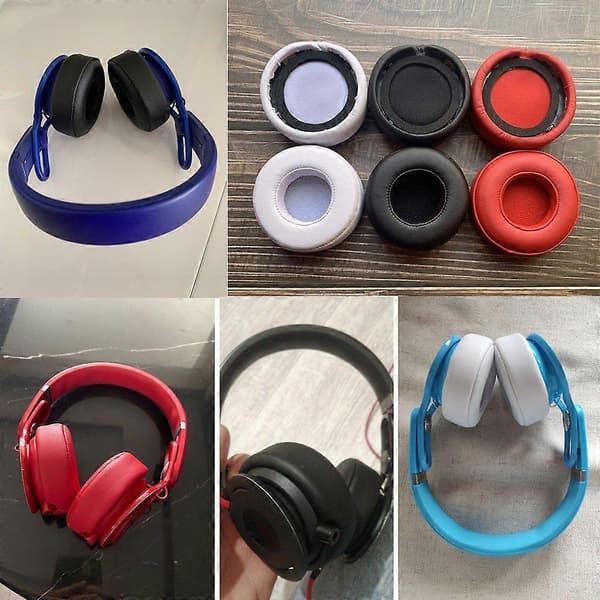 Leather Sponge Cover Earpads for Beats for Mixr Headset Replacement Part Red Red