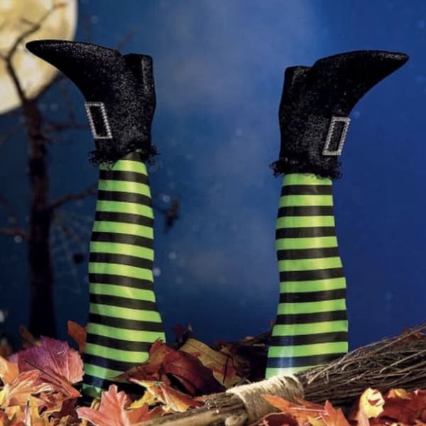 Halloween Havepynt - 1 Par Hekseben til Udendørs Indretning, Spøgelsesagtigt Tema