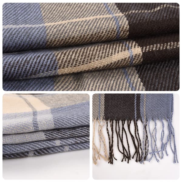 Vinterlang blød og varm brun ternet tørklæde dame uldkvast sjal langt sjal