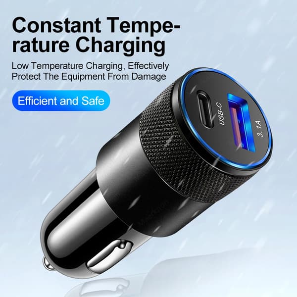 66W PD USB-billader for bil Hurtiglading 3.0 USB C Hurtigladeadapter for bil for iPhone 15 14 Pro Max Samsung S22 S21 Xiaomi