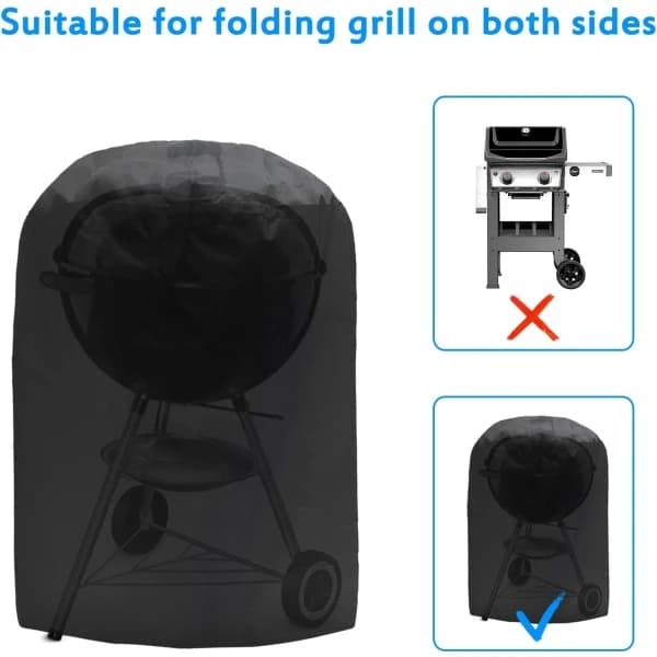 Grillovertræk Vandtæt Beskyttelse til Gasgrill Udendørs Grillovertræk Sort 70 x 75 cm