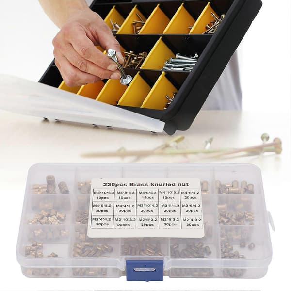 Messinkisisämutterisarja - 330 kpl M2 M3 M4 M5 | Uurrettu eristyspylväs