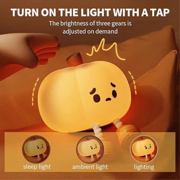 Nattlampe Søt Lampe Gresskar Berøringssensorlampe Jul Squis Nattlampe Silikon Led Oppladbar