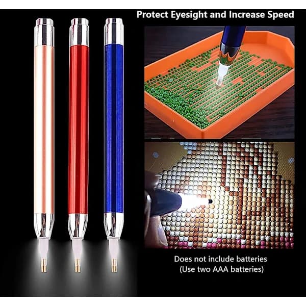 【xj】5D Diamantmaleri Tilbehørssett med LED-penn, Mermaid Drill P