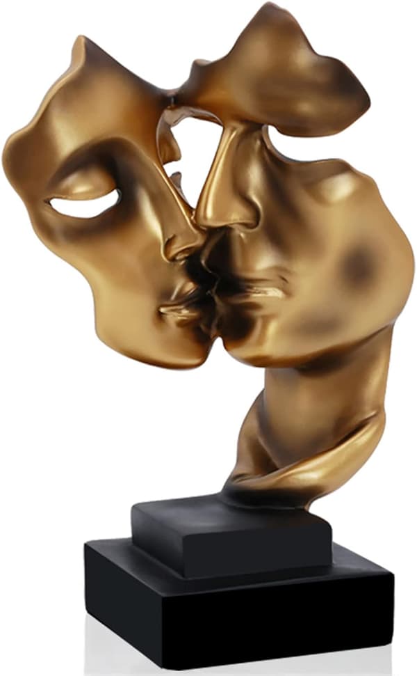Moderne Skulptur, Gyldne Abstrakte Kunstfigurer, Stuedekorasjon