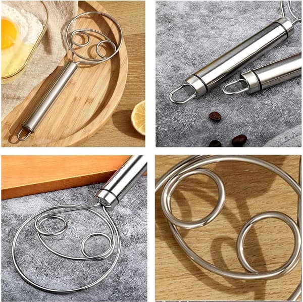 Dough Whisk - 2 pcs Whisk Mixing and Whipping Danish Mixer Spiral Egg Double Ring Kitchen Utensil For Baking in Manual Making Bread Cake_yu