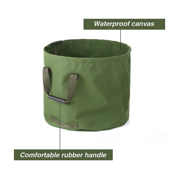Garden Waste Bag Foldable Canvas Reusable Water Resistant Garden Yard Leaf Waste Bag Refuse Sack