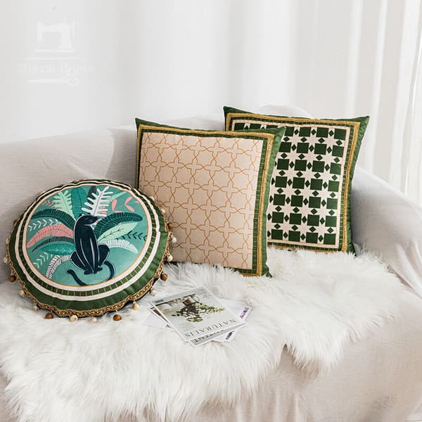 Pillowcase 25x25cm Leaf Home Decorative Pillowcase Square Decorative Pillowcase Linen Pillowcase for Sofa Car Bedroom 2 pcs Green 4