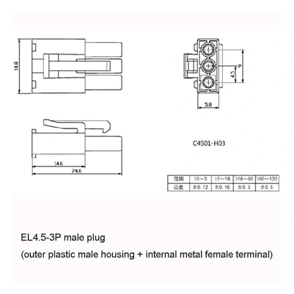600mA 6.4V USB-ladekabel El4.5-3p-stik P-til-r til RC-bil Lastbil Hurtig Båd Js