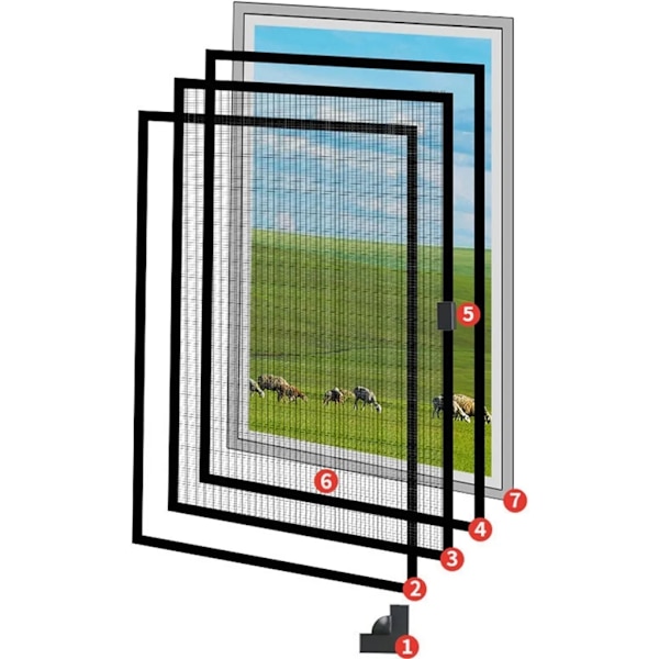 Window Fly Screen, 80 x 100 cm Mosquito Net with Magnet, Insect Screen for Windows (White)