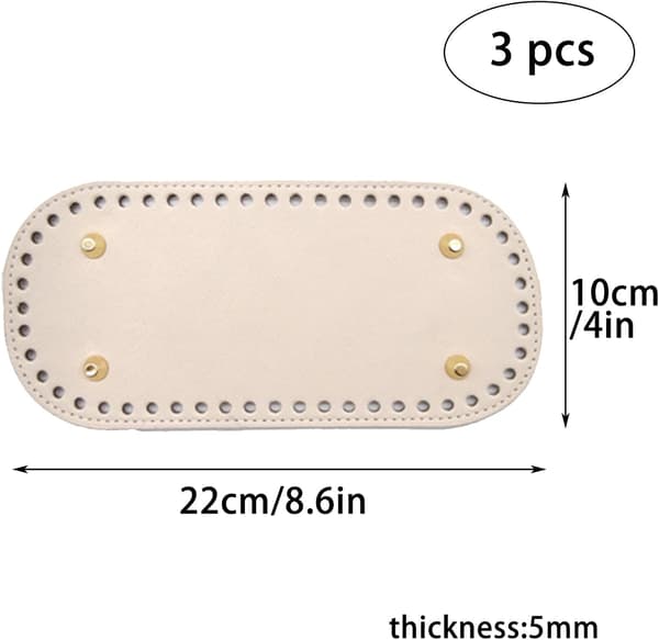 3 pcs PU Leather Bag Bottom Hand-Woven Crocheted Bag with Rivets_tfrf