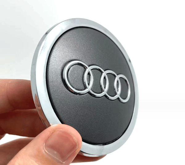 Grå mat 69mm Audi original hjulnavkapsel, sæt af 1, til alu