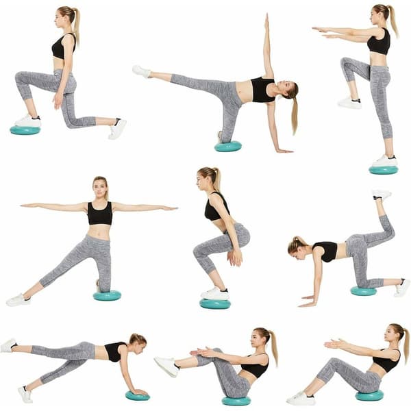 Ball sittdyna med knappar, luftkudde, säte med luftpump, balansdyna, knappdyna, rund Φ33cm. Sport (grå)