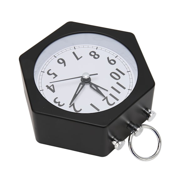 Polygon Alarm Clock Metal Shell Stable Silent Compact Alarm Clock for Student Black